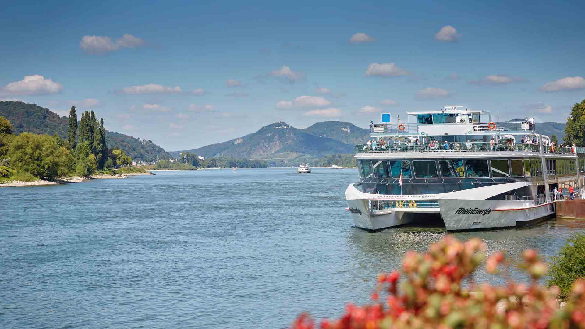 anlegendes Schiff am Rhein